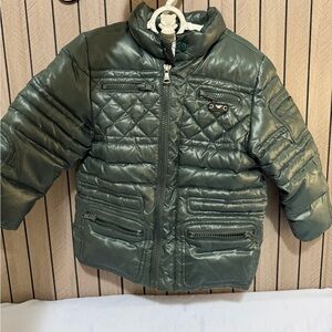 Armani Junior Quilted Puffer Jacket in Deep Green